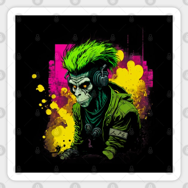 Neon Punk Monkey Sticker by T-signs